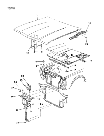 1985 Dodge Diplomat Hood Diagram