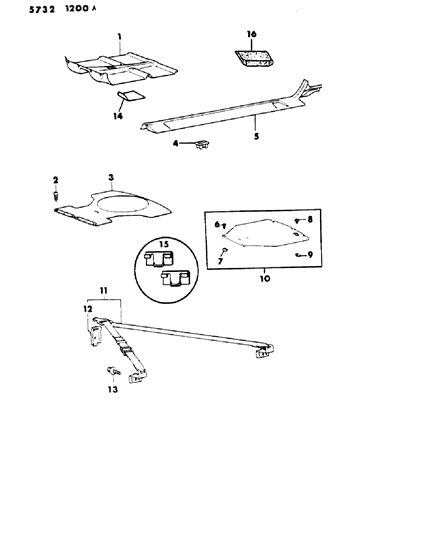 1986 Dodge Conquest Carpets, Mats And Scuff Plates Diagram