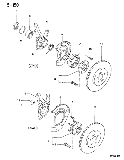 1996 Dodge Stealth Front Wheel Hub Diagram for MR223993