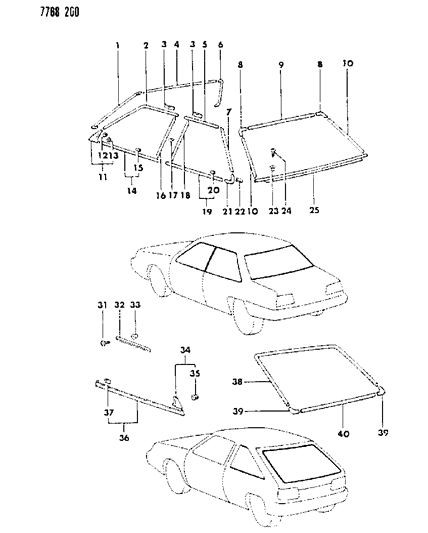 1987 Dodge Colt Mouldings - Exterior View Diagram 1