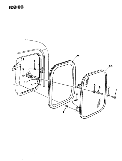 1991 Dodge Ramcharger Window Side Glass Diagram