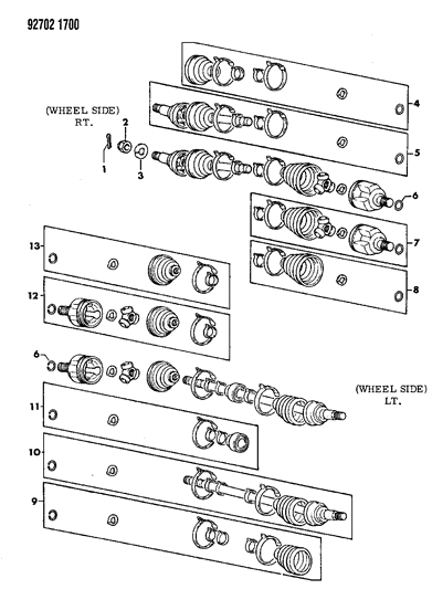 1992 Dodge Colt Axle, Front Diagram