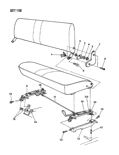 1988 Dodge Dakota Adjuster & Seat Attaching Parts Diagram