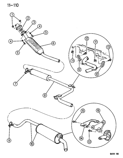 1994 Dodge Shadow Exhaust System Diagram 1
