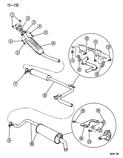 1994 Chrysler LeBaron Sedan Exhaust System Diagram 1