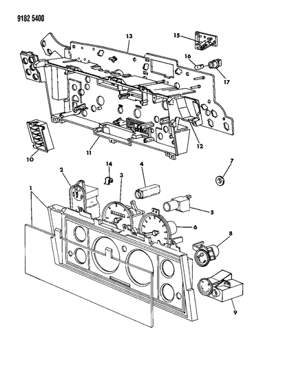 1989 Dodge Caravan Instrument Panel - Cluster Diagram