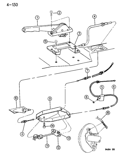 Lever Assembly & Cables Parking Brake - 1995 Jeep Grand Cherokee