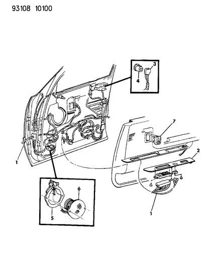 1993 Chrysler Imperial Wiring & Switches - Front Door Diagram