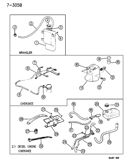 1994 Jeep Cherokee Hose-COOLANT Reserve Tank Diagram for 4026148
