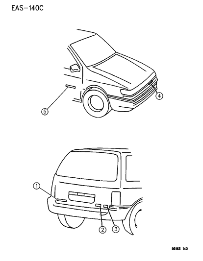 1995 Dodge Grand Caravan NAMEPLATE Front Door "RALLYE" Diagram for LF76RFA