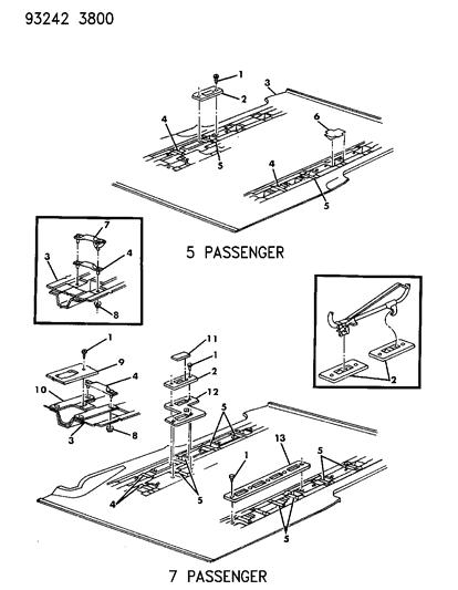 1993 Dodge Caravan Seat - Rear Attachments Floor Pan Diagram