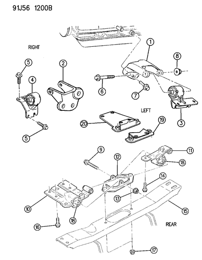 1993 Jeep Grand Wagoneer Engine Mounts Diagram 1