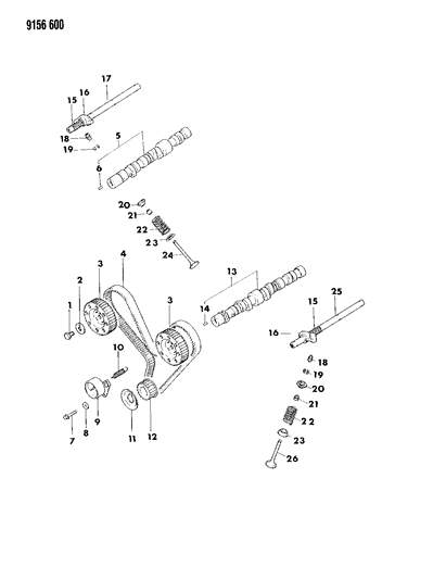 1989 Dodge Dynasty Camshaft & Valves Diagram 2