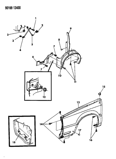 1990 Chrysler New Yorker Fender & Shield Diagram