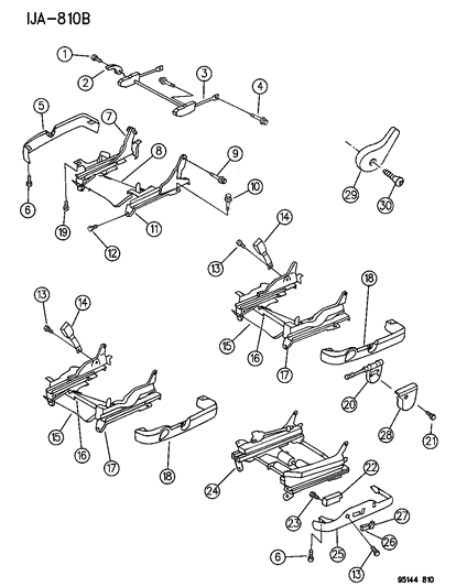 1995 Chrysler Cirrus Front Seat Adjuster , Recliner And Side Shield Diagram