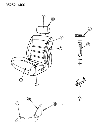 1993 Dodge Shadow Front Seat Diagram 2