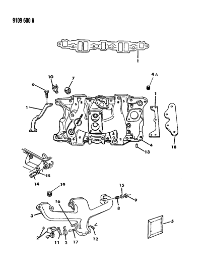 1989 Chrysler Fifth Avenue Manifold - Intake & Exhaust Diagram