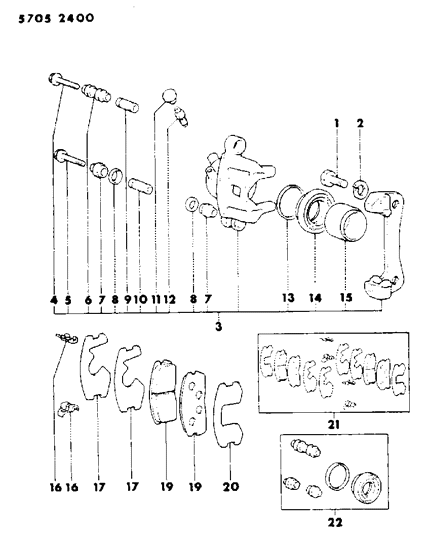 1986 Dodge Colt Brakes, Front Diagram 1