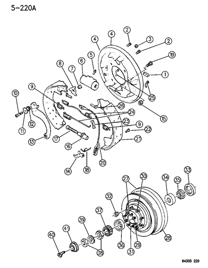 1995 Dodge Ram Van Drum Assembly-Rear Wheel Diagram for 52008593