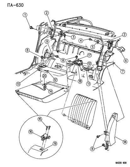1994 Chrysler LeBaron Sedan Rear Fold Down Seat Diagram