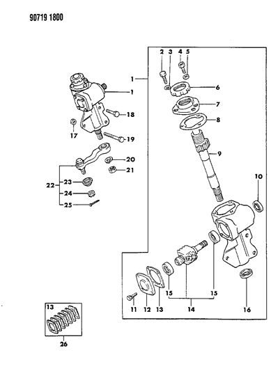 1990 Dodge Ram 50 Gear - Manual Steering Diagram