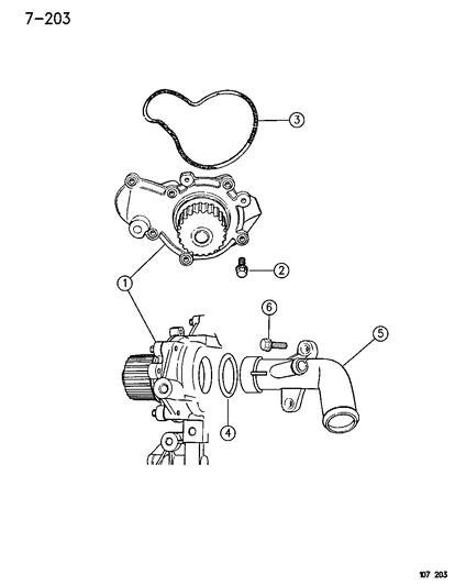 1996 Dodge Neon Water Pump & Related Parts Diagram