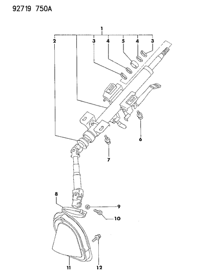 1993 Dodge Colt Column, Steering Diagram