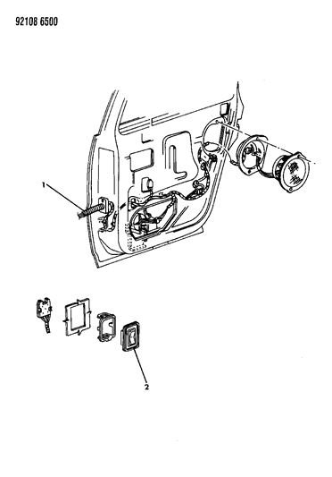 1992 Chrysler LeBaron Sedan Wiring & Switches - Rear Door Diagram