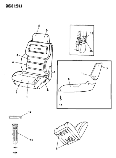 1990 Chrysler LeBaron GTC Front Seat Diagram 3