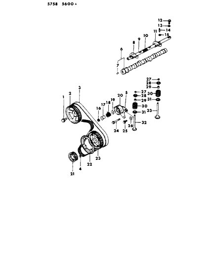 1986 Dodge Ram 50 Camshaft & Valves Diagram 4