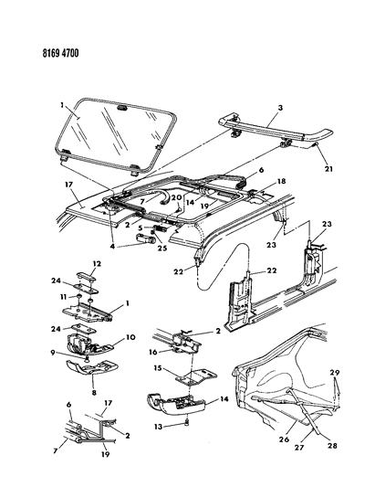1988 Chrysler LeBaron Premium Sunroof Diagram