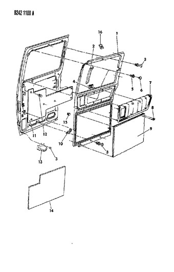 1988 Dodge Grand Caravan Panel - Door Trim Sliding Diagram