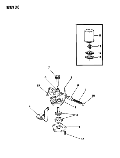 1991 Dodge W150 Oil Pump & Oil Filter Diagram 2