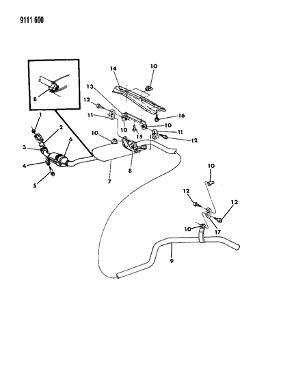 1989 Dodge Caravan Exhaust System Diagram 1