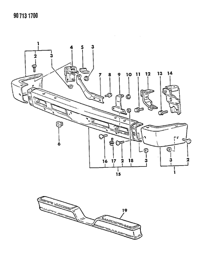 1990 Dodge Ram 50 Bumper, Front And Rear Diagram