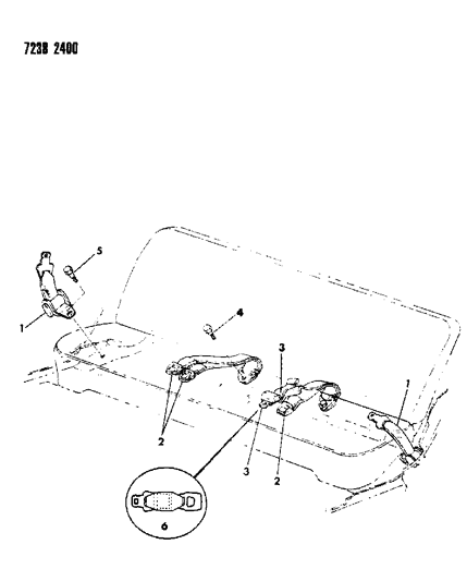 1987 Dodge 600 Belt - Front Seat Diagram 2