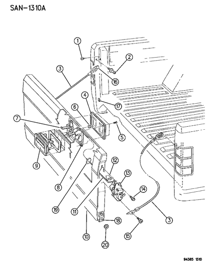 1995 Dodge Dakota Tailgate Diagram