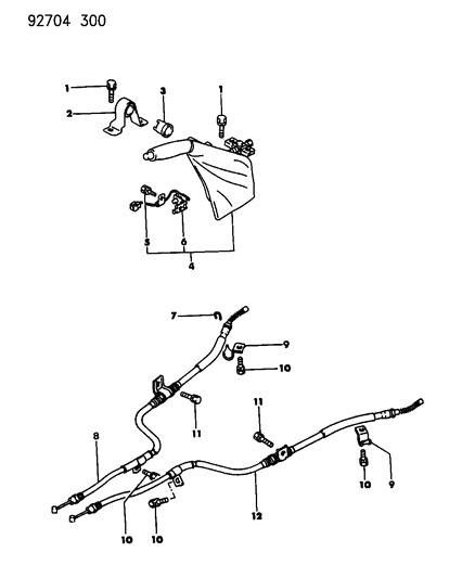 1993 Dodge Stealth Controls, Parking Brake Diagram 2