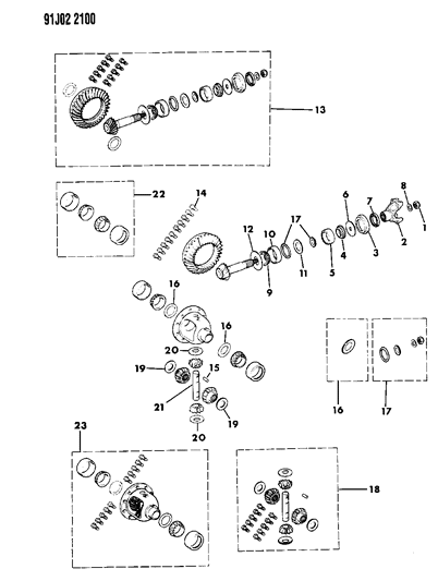 1991 Jeep Grand Wagoneer Differential - Front Axle Diagram