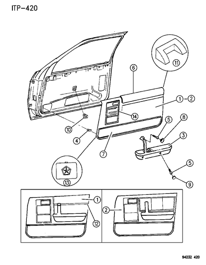 1994 Dodge Shadow Door Trim Panel Diagram 2