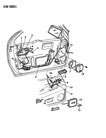 1989 Dodge Daytona Wiring & Switches - Door Diagram