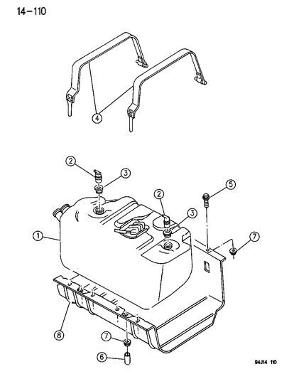 1995 Jeep Wrangler 20 Gal-(As Purchased Diagram for 52018287