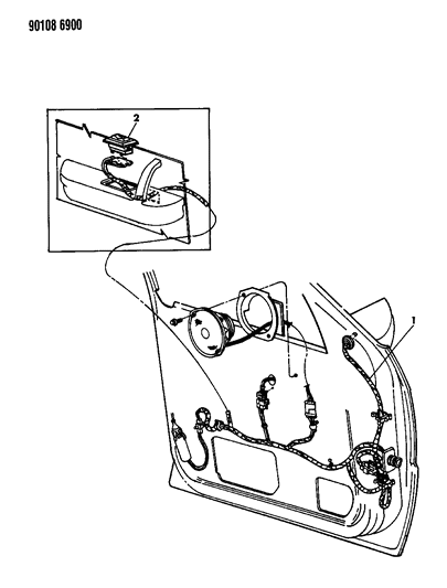 1990 Dodge Shadow Wiring & Switches - Front Door Diagram