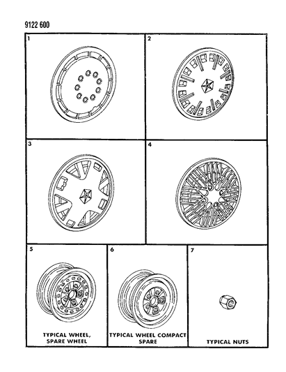 1989 Dodge Aries Wheels & Covers Diagram