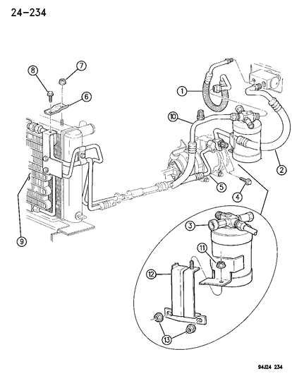 1996 Jeep Cherokee Receiver Drier, Condenser And Lines Diagram 1