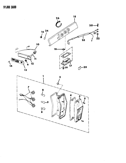 1991 Jeep Grand Wagoneer Lamps - Rear Diagram