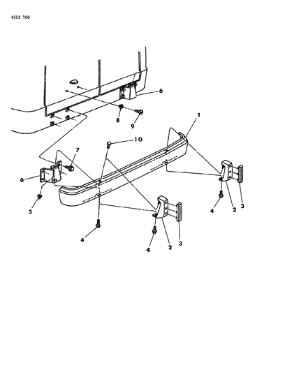 1984 Dodge Ram Van Bumper Rear Diagram 1