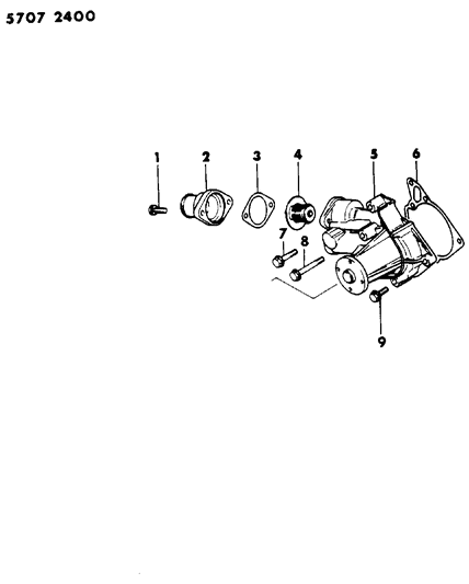 1985 Dodge Colt Water Pump & Thermostat Diagram