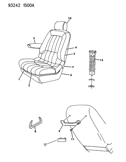 1993 Dodge Grand Caravan Back Assembly-Front Seat Right W/ASSIST Diagram for HY96LD5