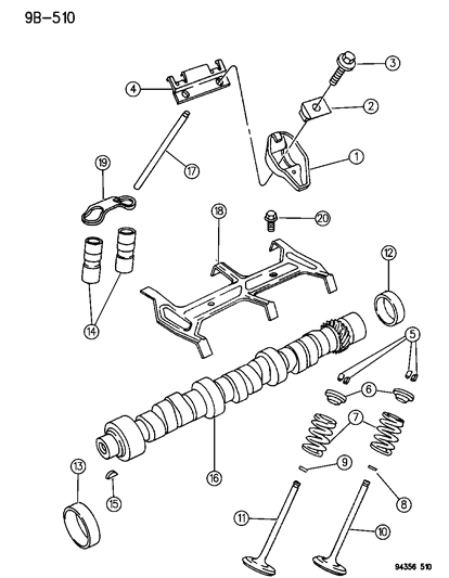 1995 Dodge Ram Van Camshaft & Valves Diagram 1